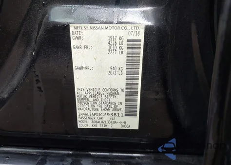 2018 Nissan Altima 2.5 Sr from USA, damaged, VIN 1N4AL3APXJC293811